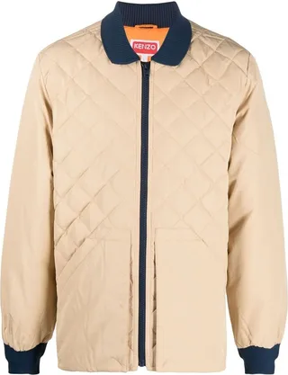 Quilted-Effect Finish Bomber Jacket