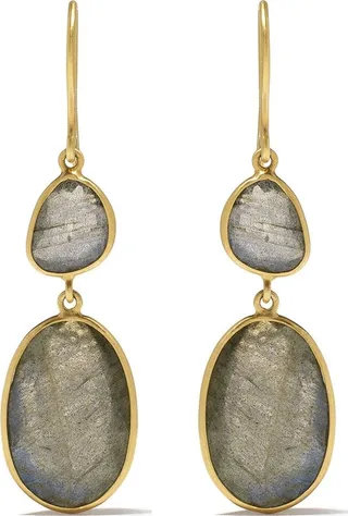 18k yellow gold labradorite Double Drop earrings
