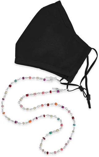 Rhodium Plated Pastel Beaded Station Face Mask Chain