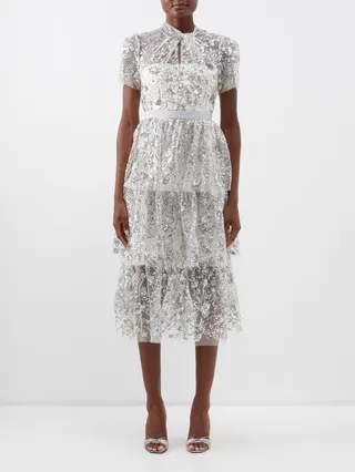 Tiered Sequinned Tulle Dress