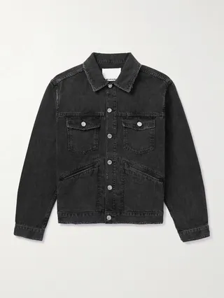 Jango Distressed Logo-Embroidered Denim Jacket