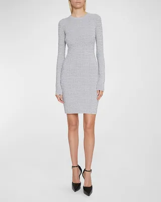 Metallic 4G Allover Knit Long-Sleeve Dress