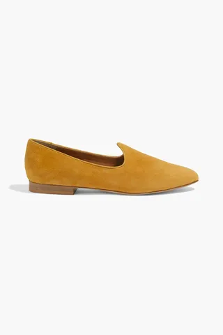 Venetian grosgrain-trimmed suede loafers