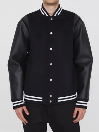 Wool And Leather Teddy Bomber Jacket