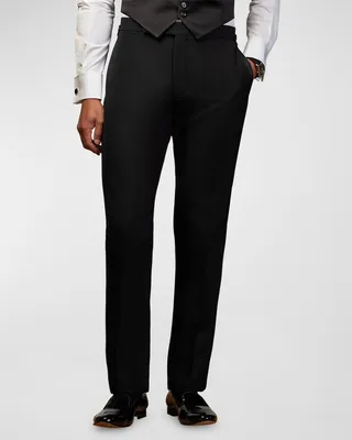 Men's Gregory Wool Barathea Tapered Tuxedo Pants