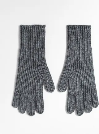 ASOS DESIGN chunky rib knit gloves in charcoal gray