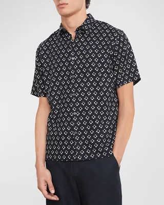 Men's Floral-Print Short Sleeve Sport Shirt