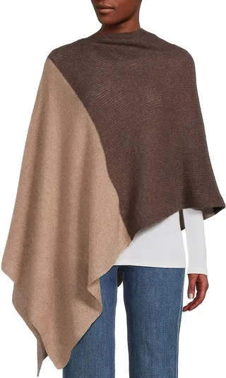 Colorblock Cashmere Poncho
