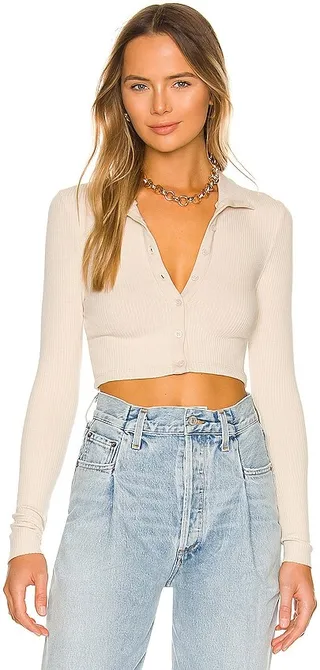 Cropped Button Down Turtleneck