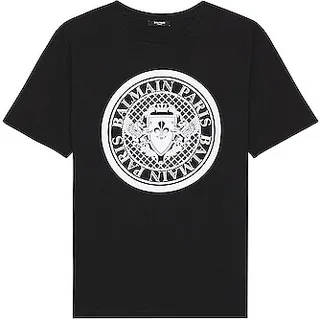 BALMAIN Coin Flock T Shirt in Black