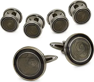 3-Pair Gunmetal-Tone & Enamel Cufflinks