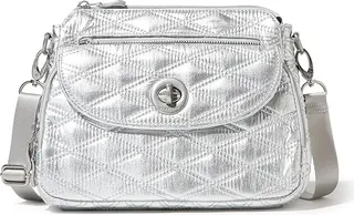 Baggallini Calais Crossbody Bag (Silver Metallic Quilt) Handbags