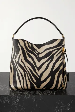 TOM FORD - Alix Small Zebra-print Textured-leather Tote - Black