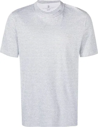 striped cotton-linen T-shirt