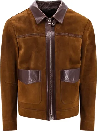 Suede jacket with leather inserts