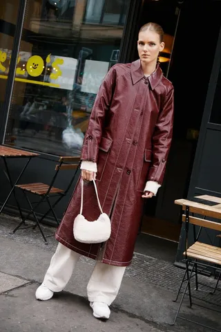 Nasty Gal Womens Premium Contrast Stitch Vinyl Trench Coat