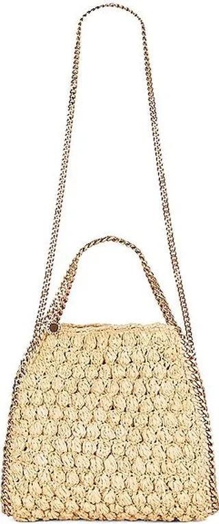 Stella McCartney Mini Falabella Popcorn Crochet Tote Bag in Tan