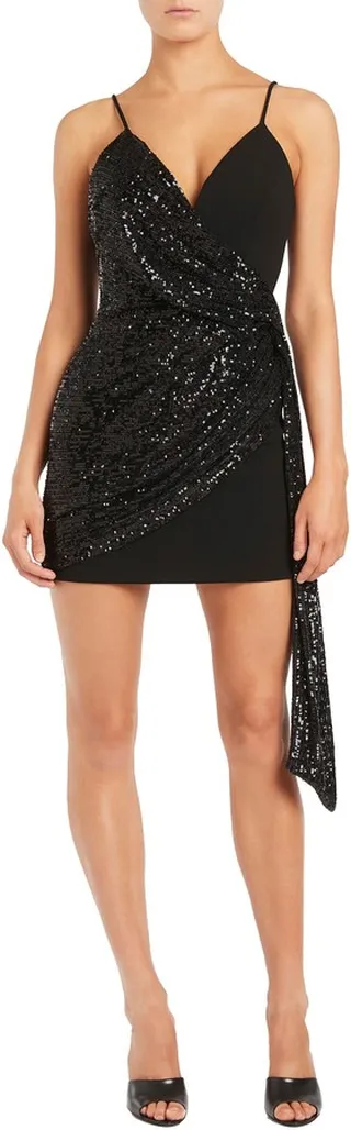 Missing Hours Sequin Mix Media Cocktail Dress
