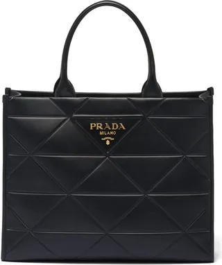 Large Logo-Lettering Leather Tote Bag