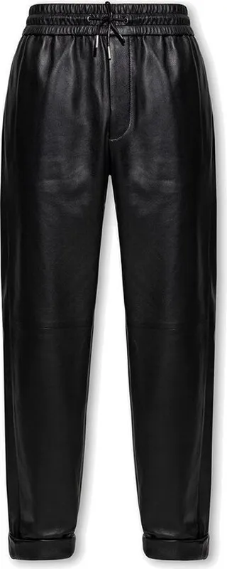 Saint Laurent Drawstring Leather Sweatpants