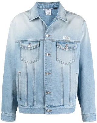Embroidered-Logo Denim Jacket
