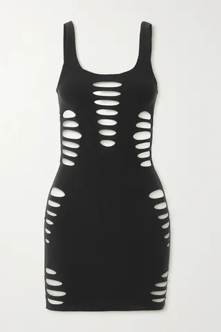 Versace - Cutout Stretch-jersey Mini Dress - Black