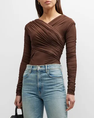 Joni Ruched Crisscross Bodysuit