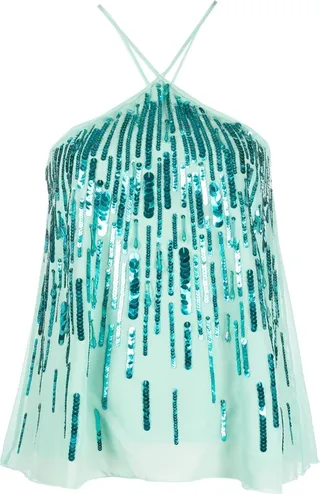 Sequin-Embellished Halterneck Top