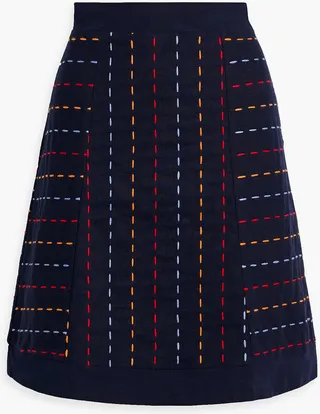 + The Vanguard Angela embroidered cotton and hemp-blend mini skirt