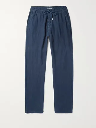 Pacha Wide-Leg Linen Drawstring Trousers