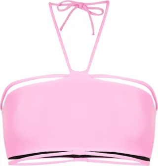 Halterneck String-Detail Bikini Top