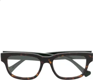Tortoiseshell Logo-Engraved Glasses