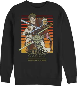 Men's Star Wars: The Clone Wars Jedi Group Shot Retro Line Sweatshirt - Black - X Large