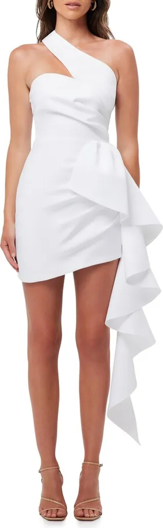Convergence Ruffle One-Shoulder Sheath Minidress