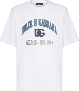 White Logo Print Cotton T-Shirt