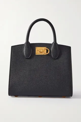 Ferragamo - The Studio Box Textured-leather Tote - Black