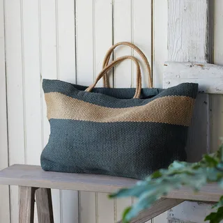 Color Block Jute Market Tote