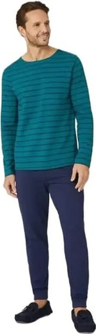 Debenhams Mens Stripe Jersey Long Pyjama Set - Green