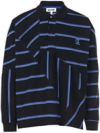 Koché Striped Long-Sleeved Polo Shirt