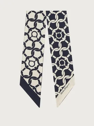 Ferragamo Women Gancini print twilly band White