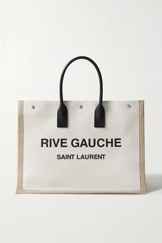 SAINT LAURENT - Rive Gauche Leather-trimmed Printed Canvas Tote - Off-white