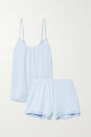 Eberjey - Gisele Ruffled Stretch-tencel Modal Jersey Pajama Set - Blue