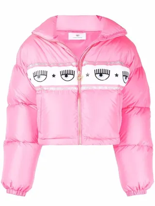 Logo-Print Zip-Up Puffer Jacket