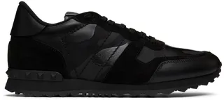 Valentino Garavani Black Camouflage Rockrunner Sneakers