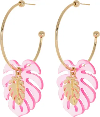 Palm Leaf Tree Hoop Earrings