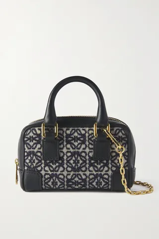 Loewe - Amazona Nano Leather-trimmed Jacquard Tote - Blue