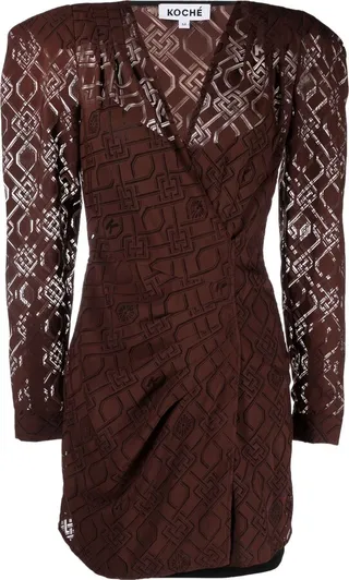 Ruched Puff-Sleeve Mini Dress
