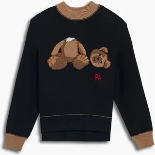 Embroidered intarsia wool sweater