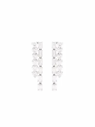 18kt White Gold Double Diamond Waterfall Earrings