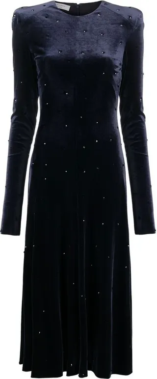 Embellished Velvet Midi Dress
